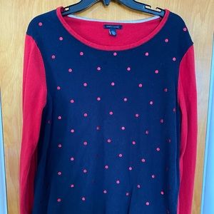 Tommy Hilfiger polka dot sweater. Red:Navy